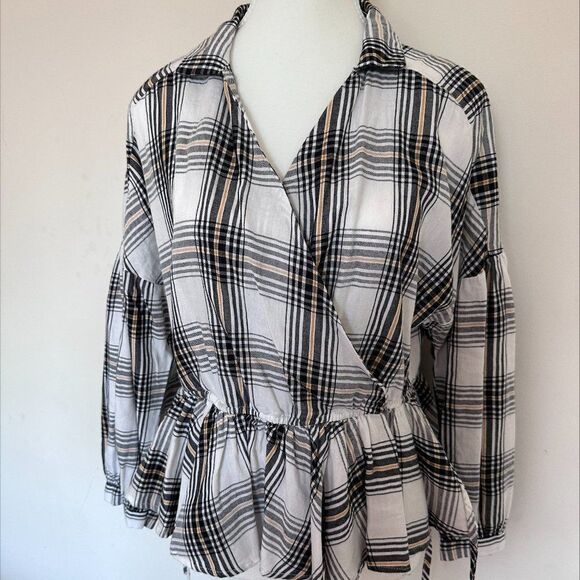 Vero Moda blouse EUC 100% cotton unlined, pull on gathered waist peplum sz M - Picture 1 of 16